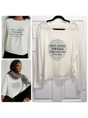 NWOT Anthropologie Top Cropped T-Shirt CANAL ST VINTAGE Tee East Side Size Large